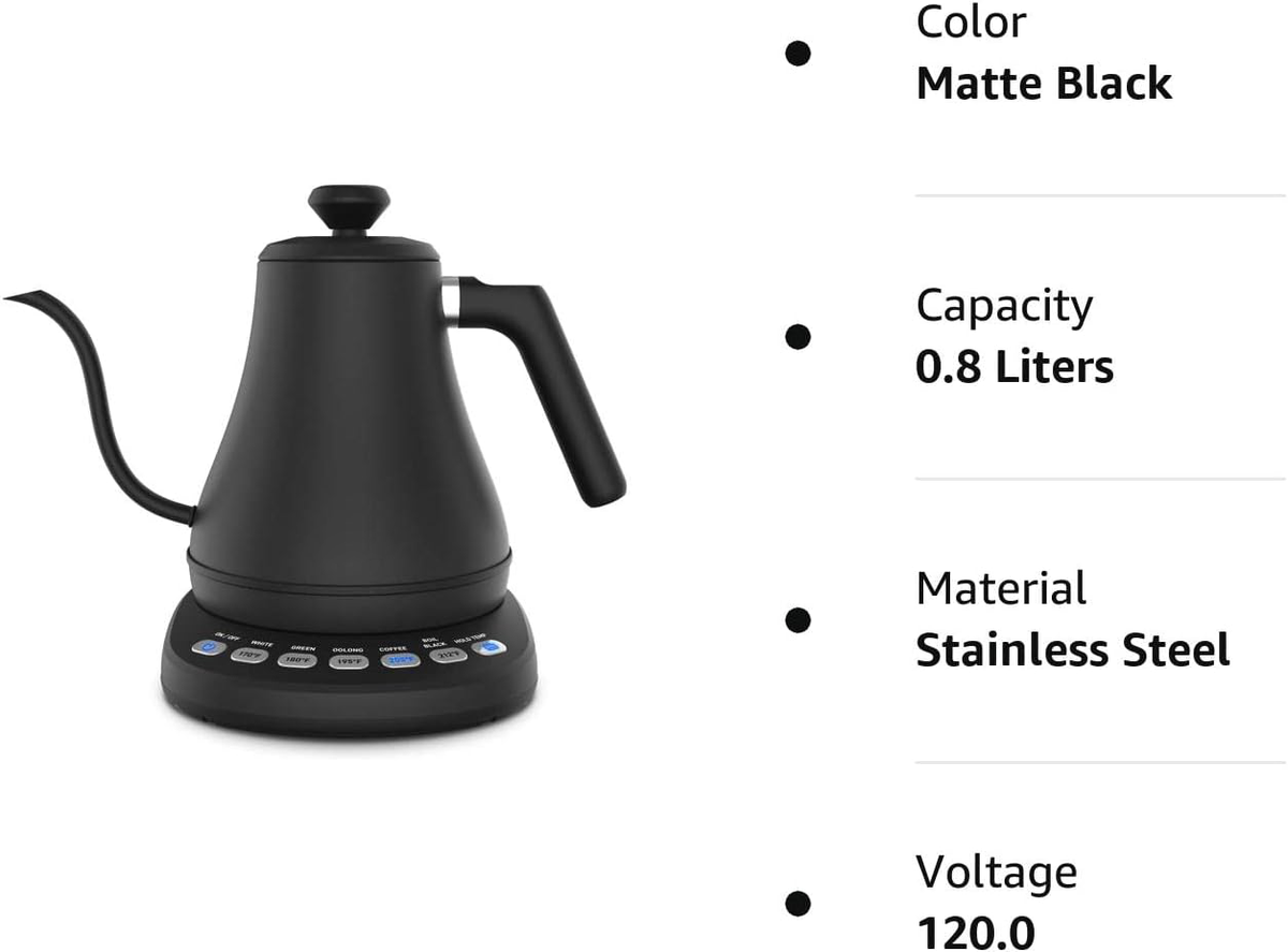 1200W Precision Pour Kettle with Digital Temp Control & Swan Neck Spout for Coffee & Tea | Thomler