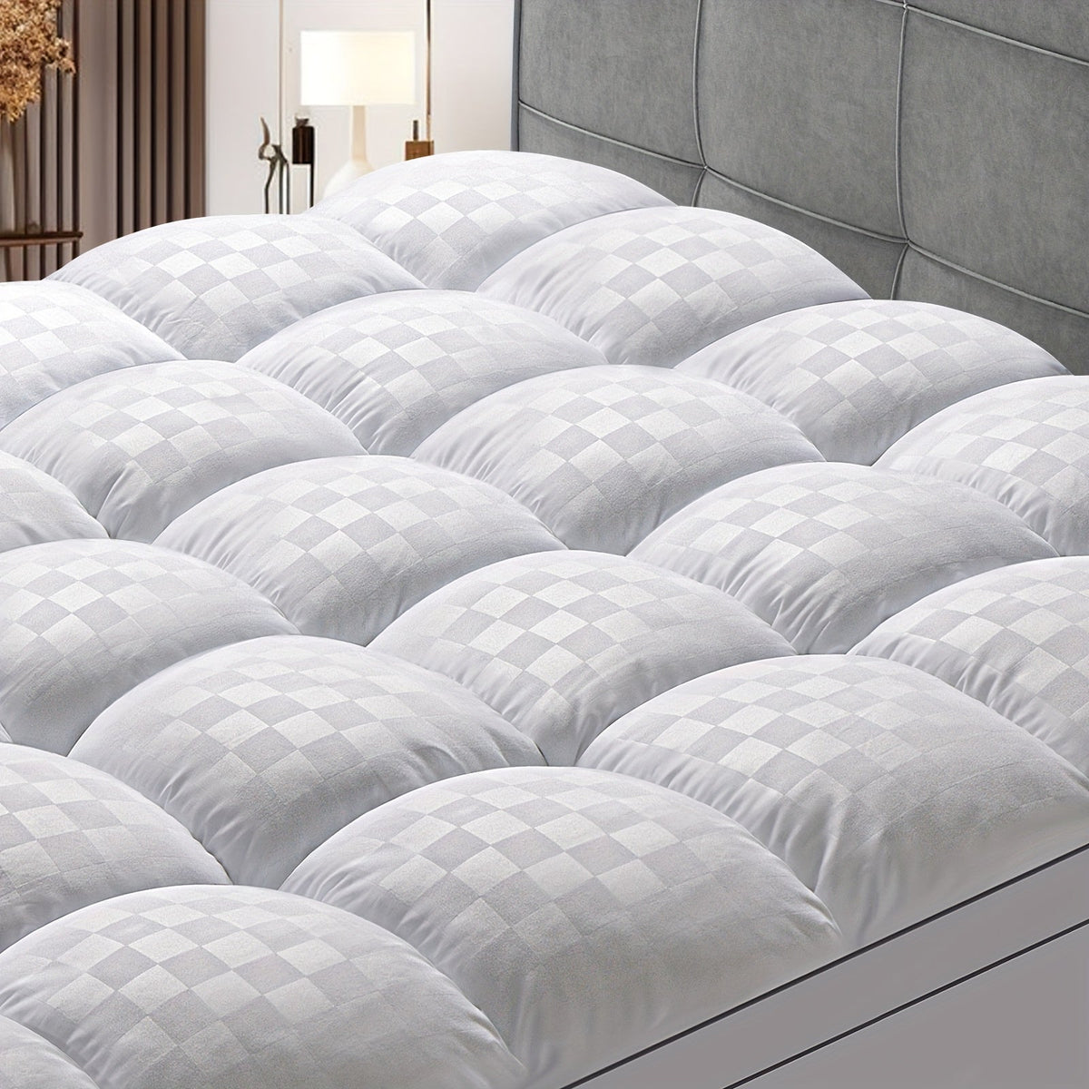 Diamond Quilted Mattress Pad – Breathable Cushioned Cover with Deep Pocket Fit for 8-21 Inch Beds, Pressure Relief Sleep Surface for Twin | Thomler