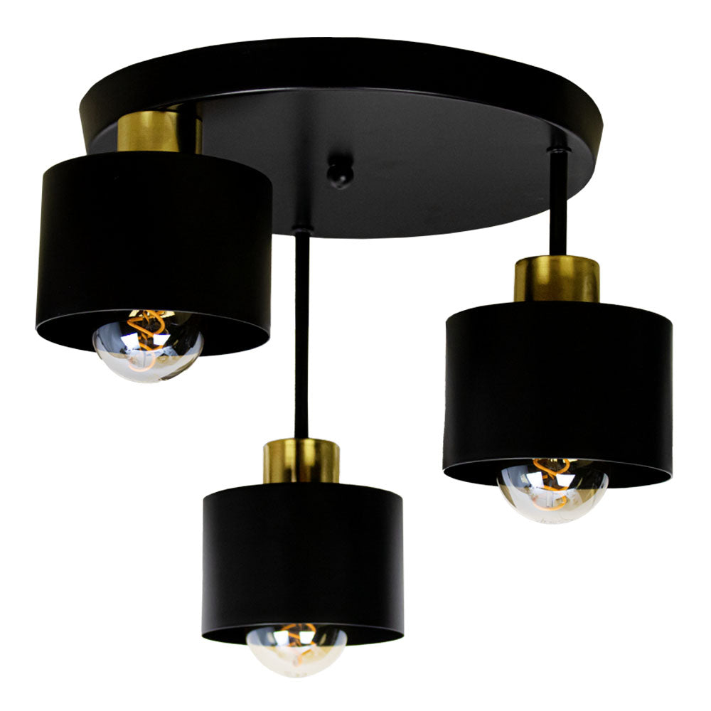 Ceiling Light Steel 30.0 cm Black Gold 3 Light Living Room Dining Table Hallway E27 Modern Flush Mount Lamp | Thomler
