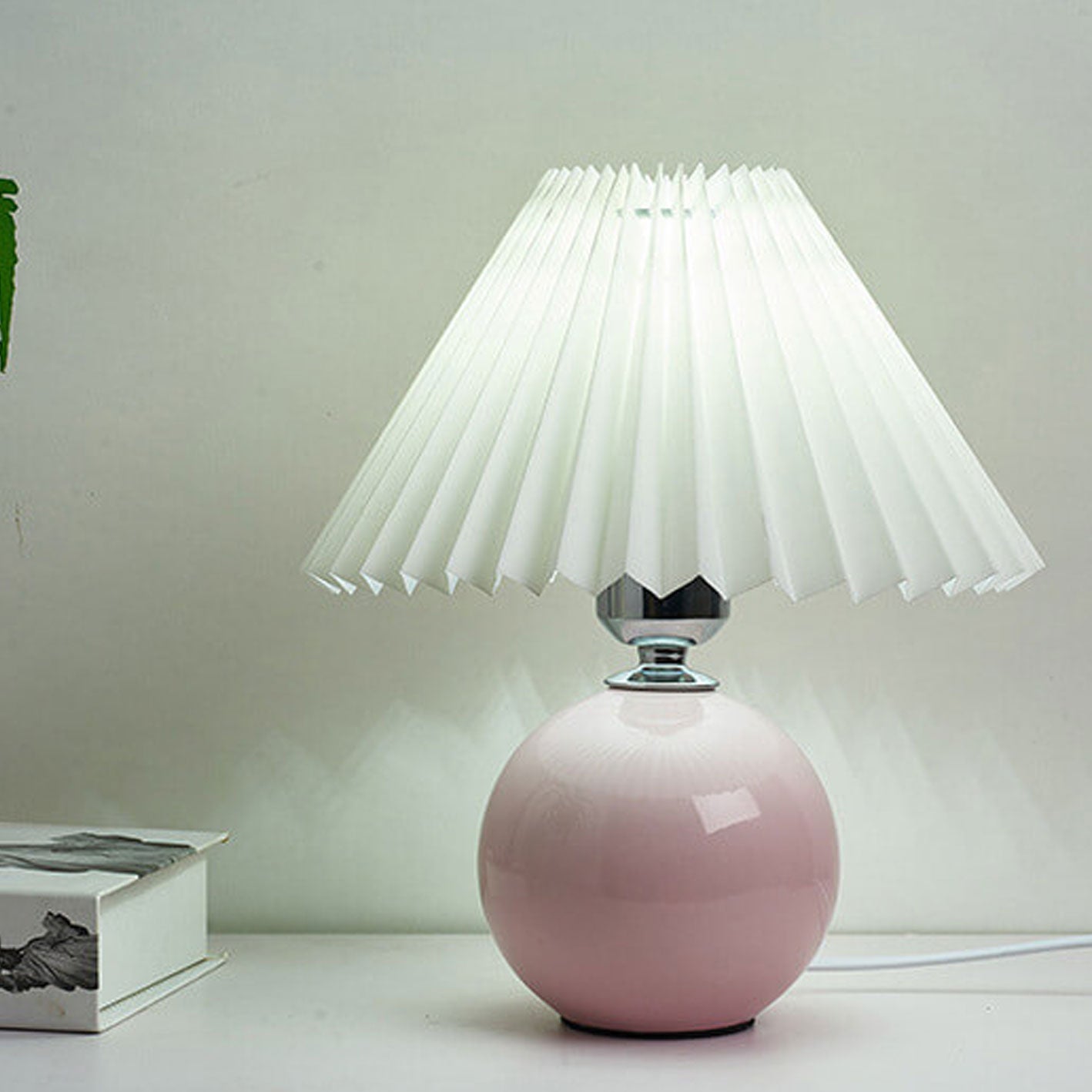 Table Lamp Ceramic 11 in x 9.5 in Modern Bedside Living Room Study LED E26 Fabric Shade | Thomler