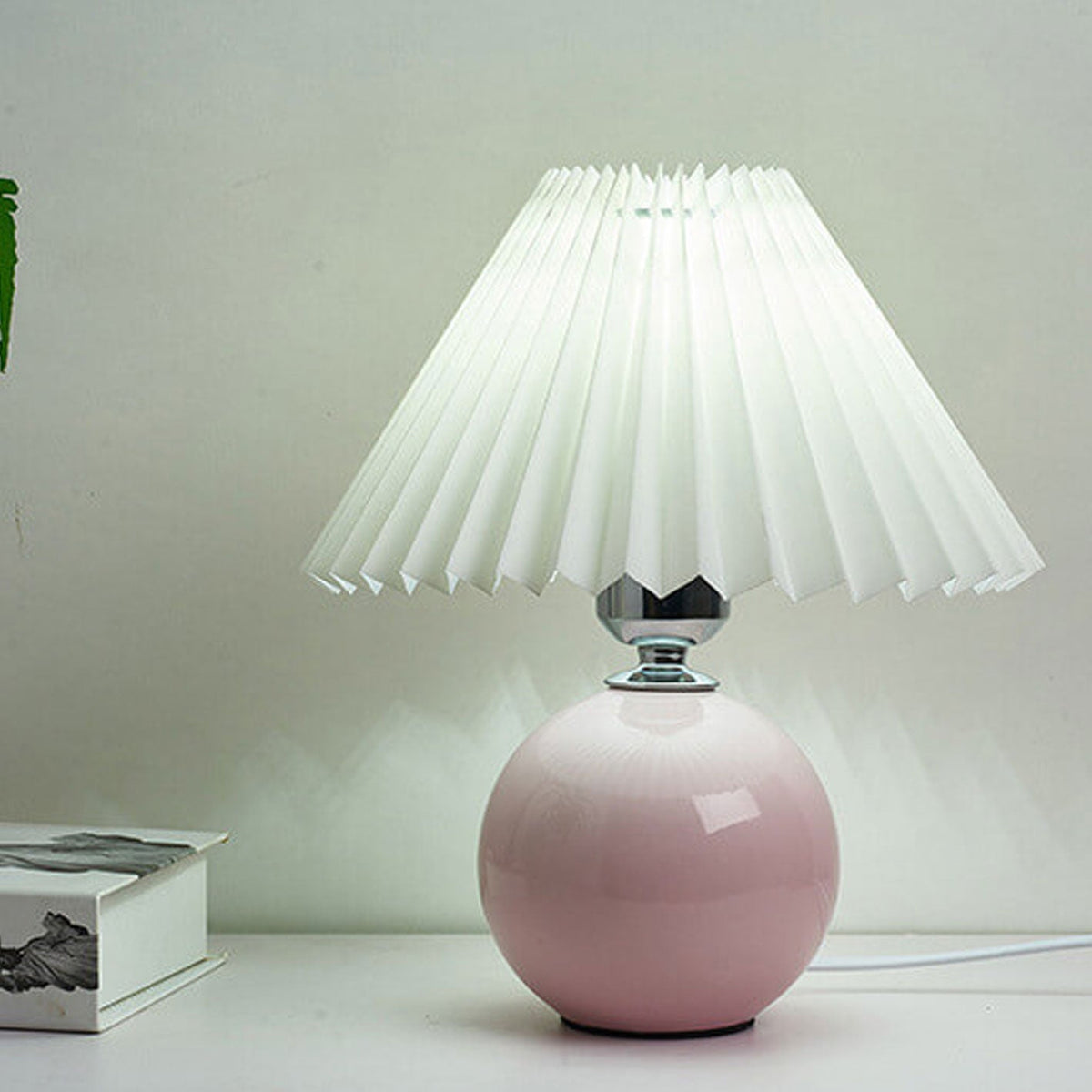 Ceramic Table Lamp with Fabric Shade – Modern Accent Lighting for Bedroom, Living Room & Home Office | Thomler