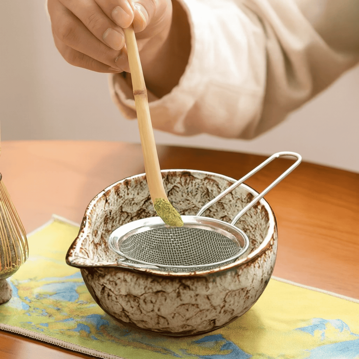 Ceremonial Tea Preparation Kit – Porcelain Bowl, Bamboo Whisk & Tools for Traditional Green Tea | Thomler