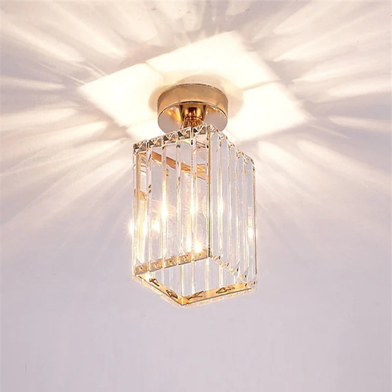 LED Flush Mount Fixture with Adjustable Temperature Settings – Crystal Shade – Square, Round & Hexagon Options | Thomler