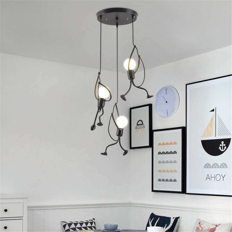 Superhero Silhouette Metal Pendant Light with Adjustable Cable & LED Bulbs | Thomler