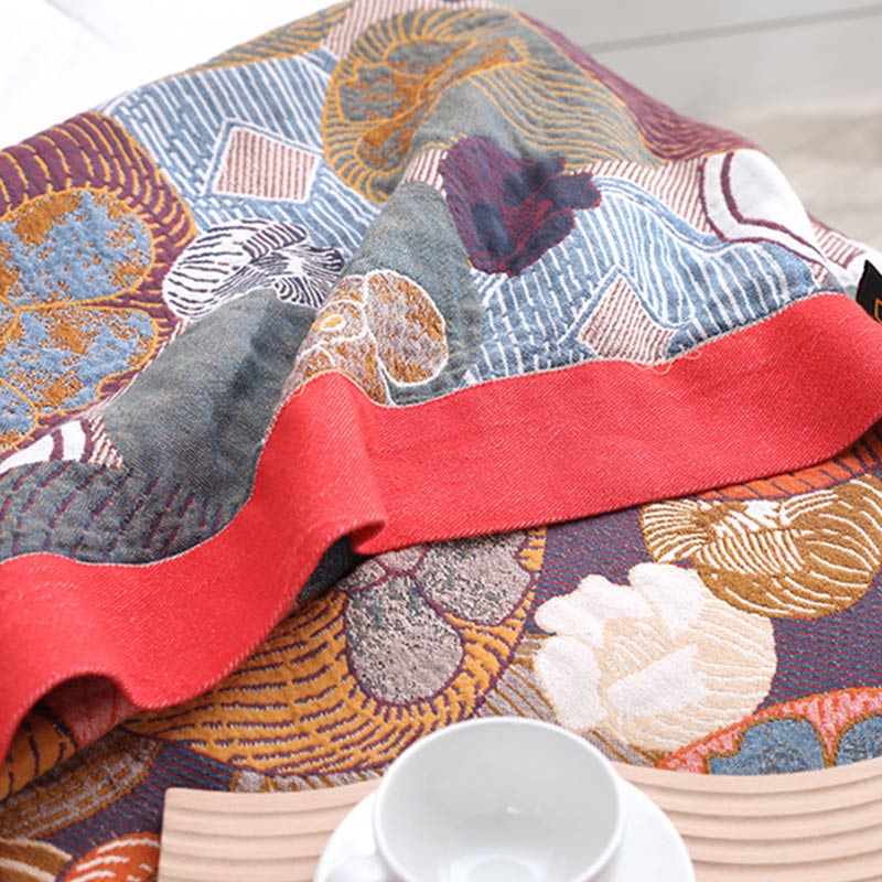 Reversible Cotton Gauze Quilt with Persimmon Pattern - Lightweight Summer Blanket for Bed, Sofa & Travel - Queen, King & Full Sizes | Thomler