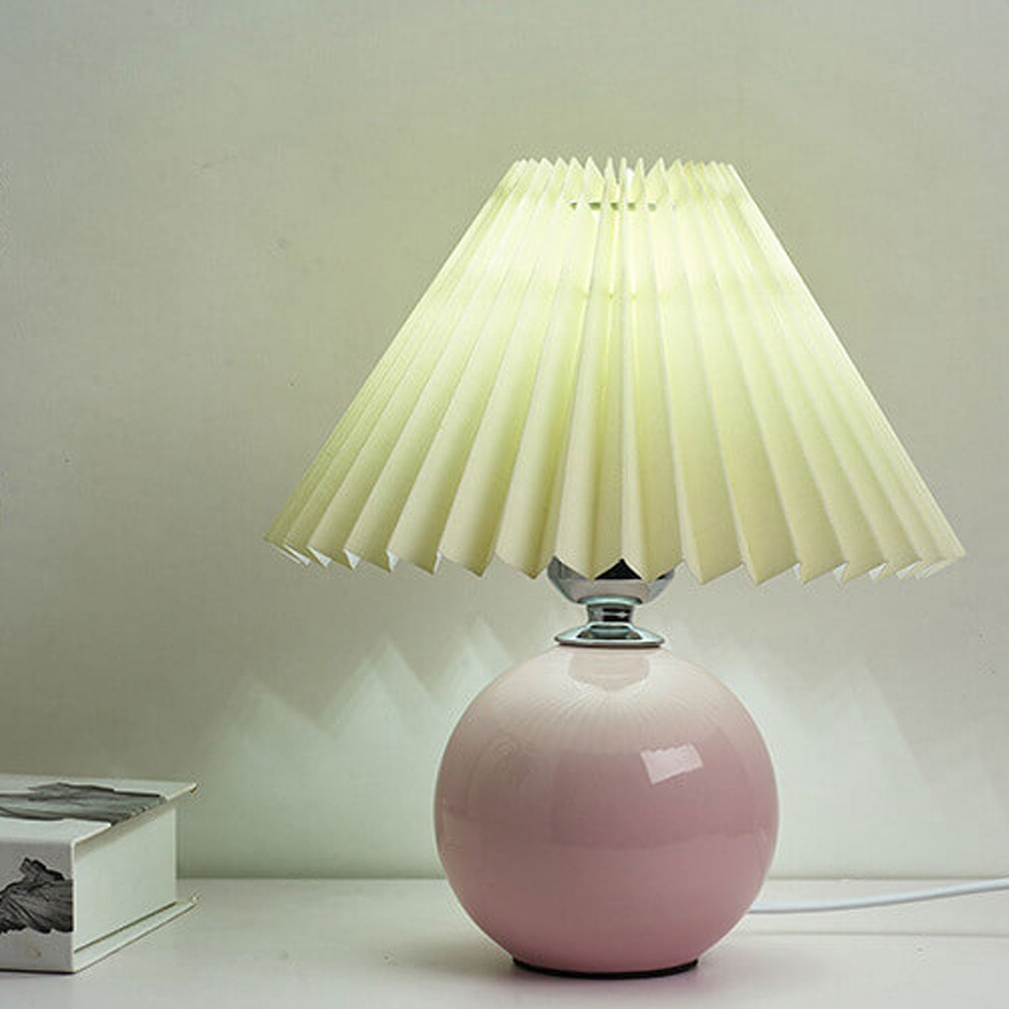 Table Lamp Ceramic 11 in x 9.5 in Modern Bedside Living Room Study LED E26 Fabric Shade | Thomler