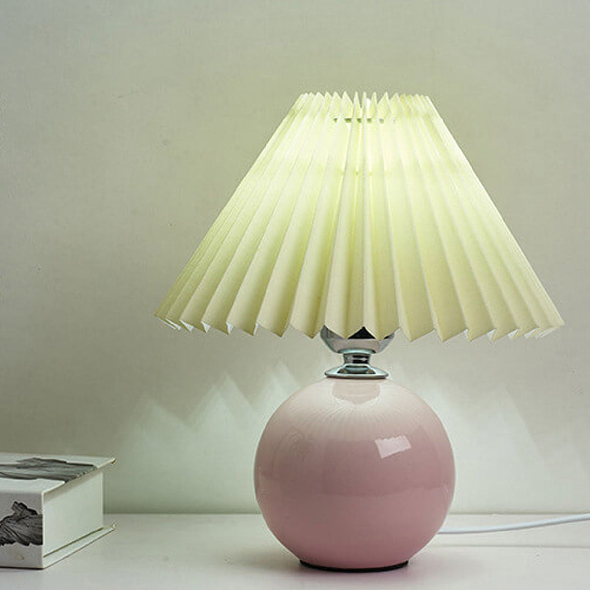 Ceramic Table Lamp with Fabric Shade – Modern Accent Lighting for Bedroom, Living Room & Home Office | Thomler
