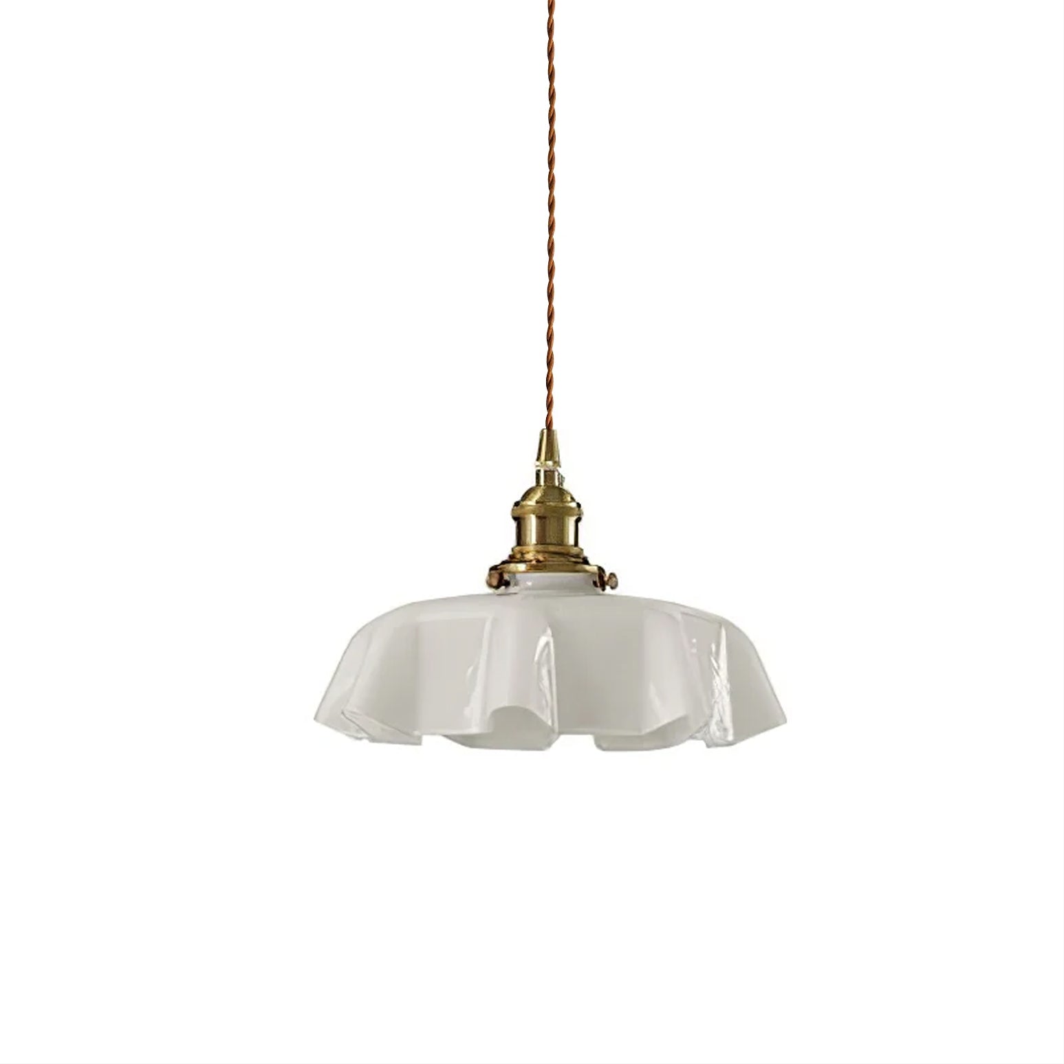 Ceramic Pendant Light 9.8 in x 5.1 in Adjustable Ceiling Indoor White Beige Pink Blue Vintage Lampshade | Thomler