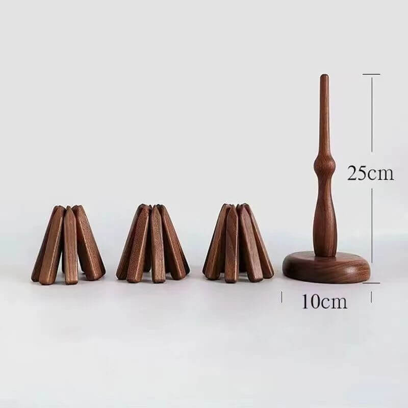 Trivet Black Walnut 25.0 cm Tree Design Hot Pan Table Protector Folding Pot Coaster Decorative Kitchen Dining Accessory | Thomler