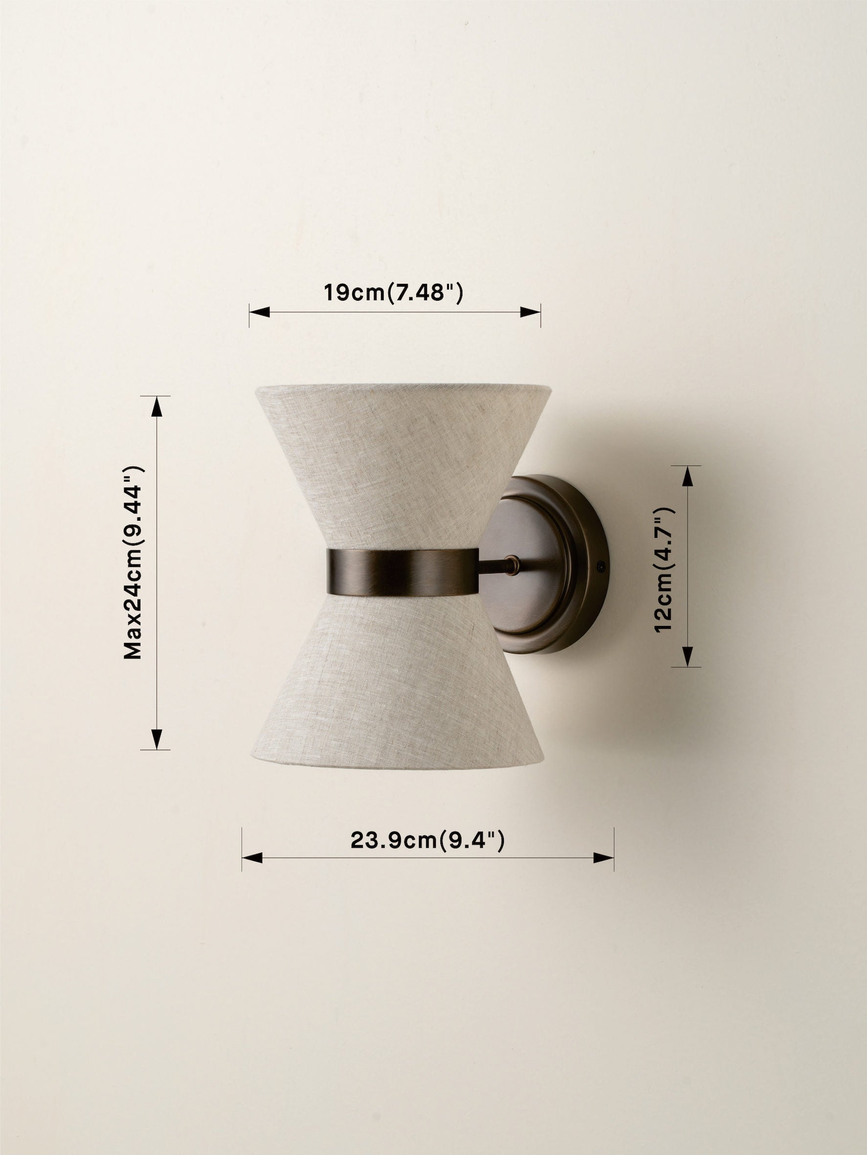 Wall Lamp Linen Bronze G9 24.0 cm Living Room Bedroom Up Down Ambient Lighting Sconce Fixture | Thomler