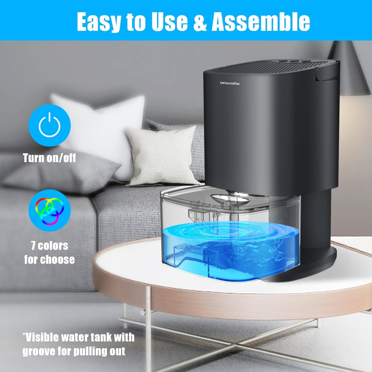 Small Electric Moisture Absorber – Whisper-Quiet 34 oz Tank for Closets, Bathrooms & Bedrooms | Thomler