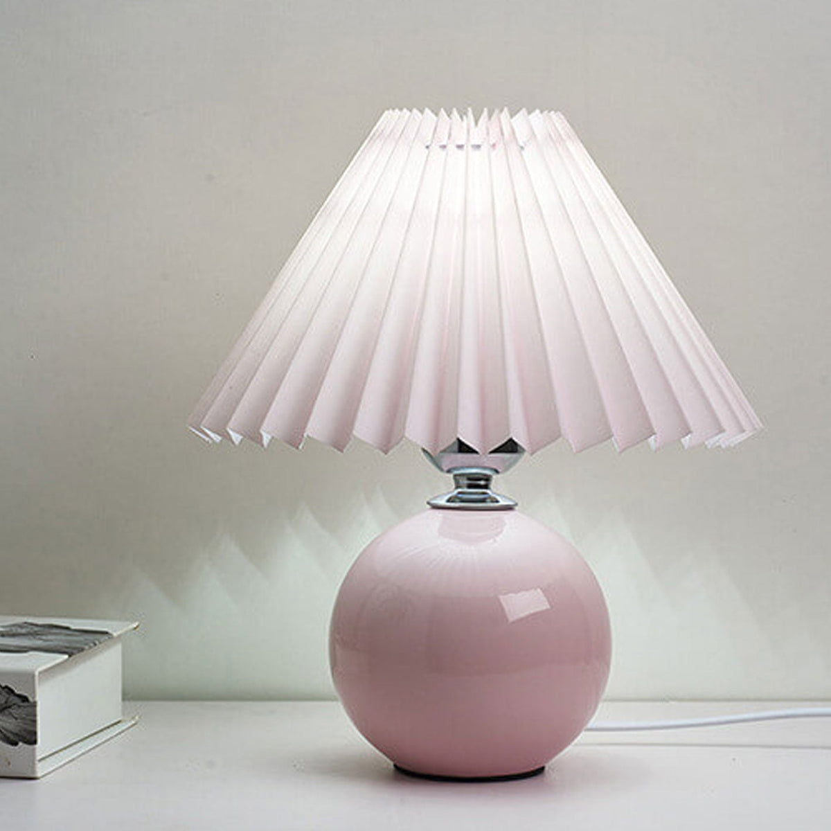 Ceramic Table Lamp with Fabric Shade – Modern Accent Lighting for Bedroom, Living Room & Home Office | Thomler