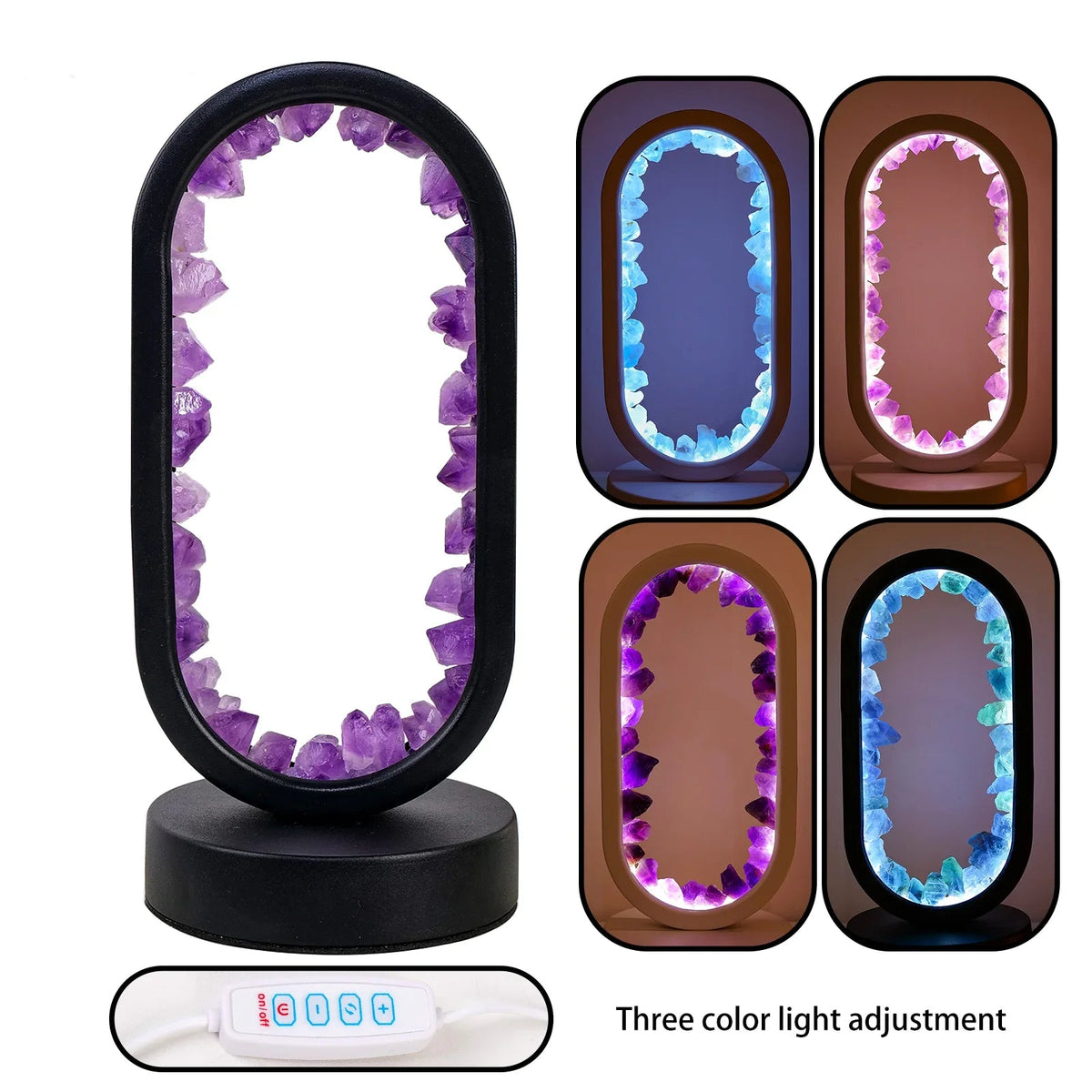 Genuine Crystal Stone Mood Lamp for Relaxation & Meditation, Handcrafted Mineral Accent Light for Home Décor | Thomler