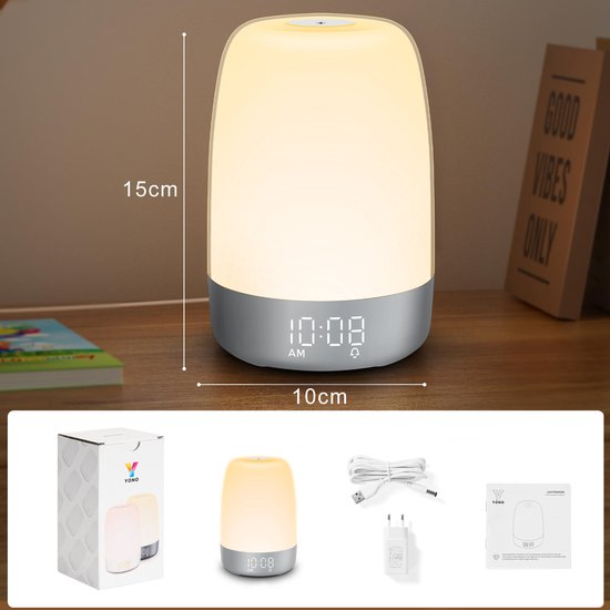 Sunrise Alarm Clock with Gradual Light & Natural Sounds – Rechargeable Wake-Up Lamp with Dual Alarms, Sunset Mode & Portable Design for | Thomler