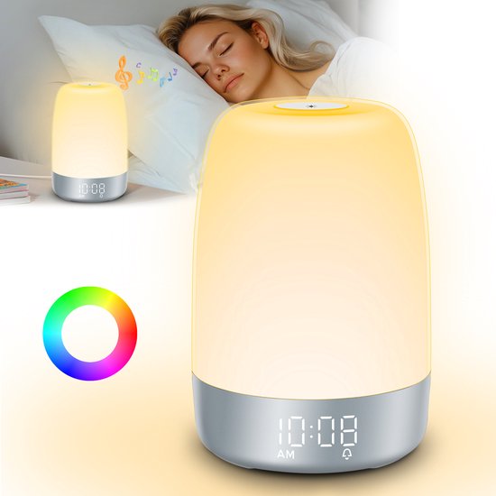 Sunrise Alarm Clock with Gradual Light & Natural Sounds – Rechargeable Wake-Up Lamp with Dual Alarms, Sunset Mode & Portable Design for | Thomler