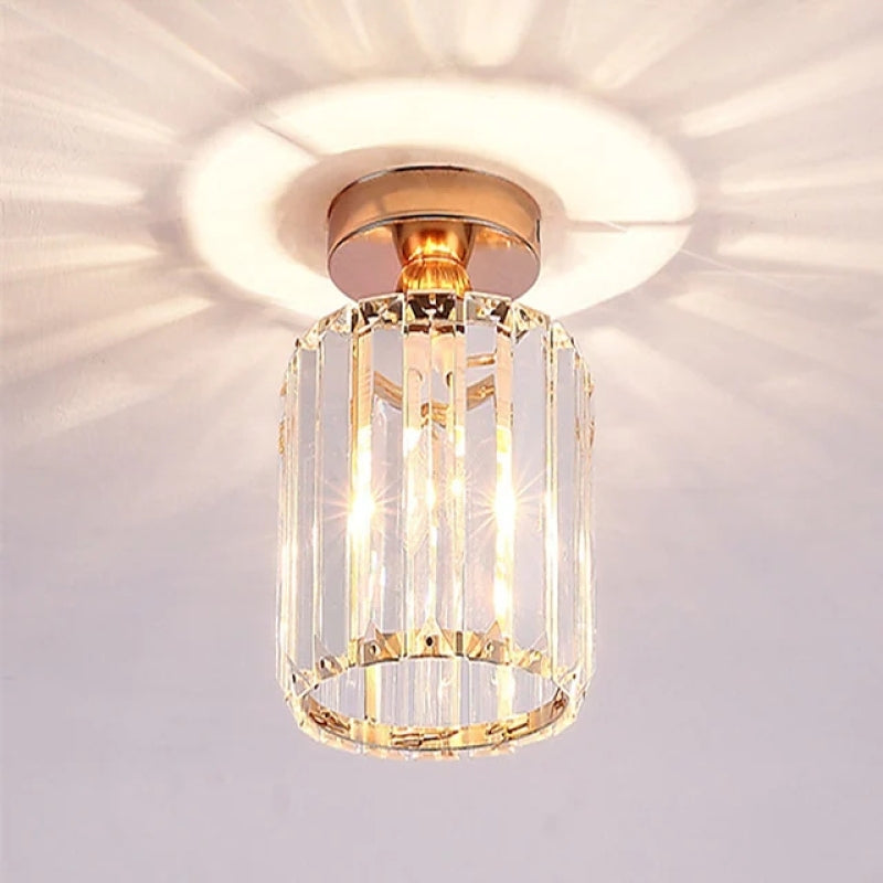 LED Flush Mount Fixture with Adjustable Temperature Settings – Crystal Shade – Square, Round & Hexagon Options | Thomler