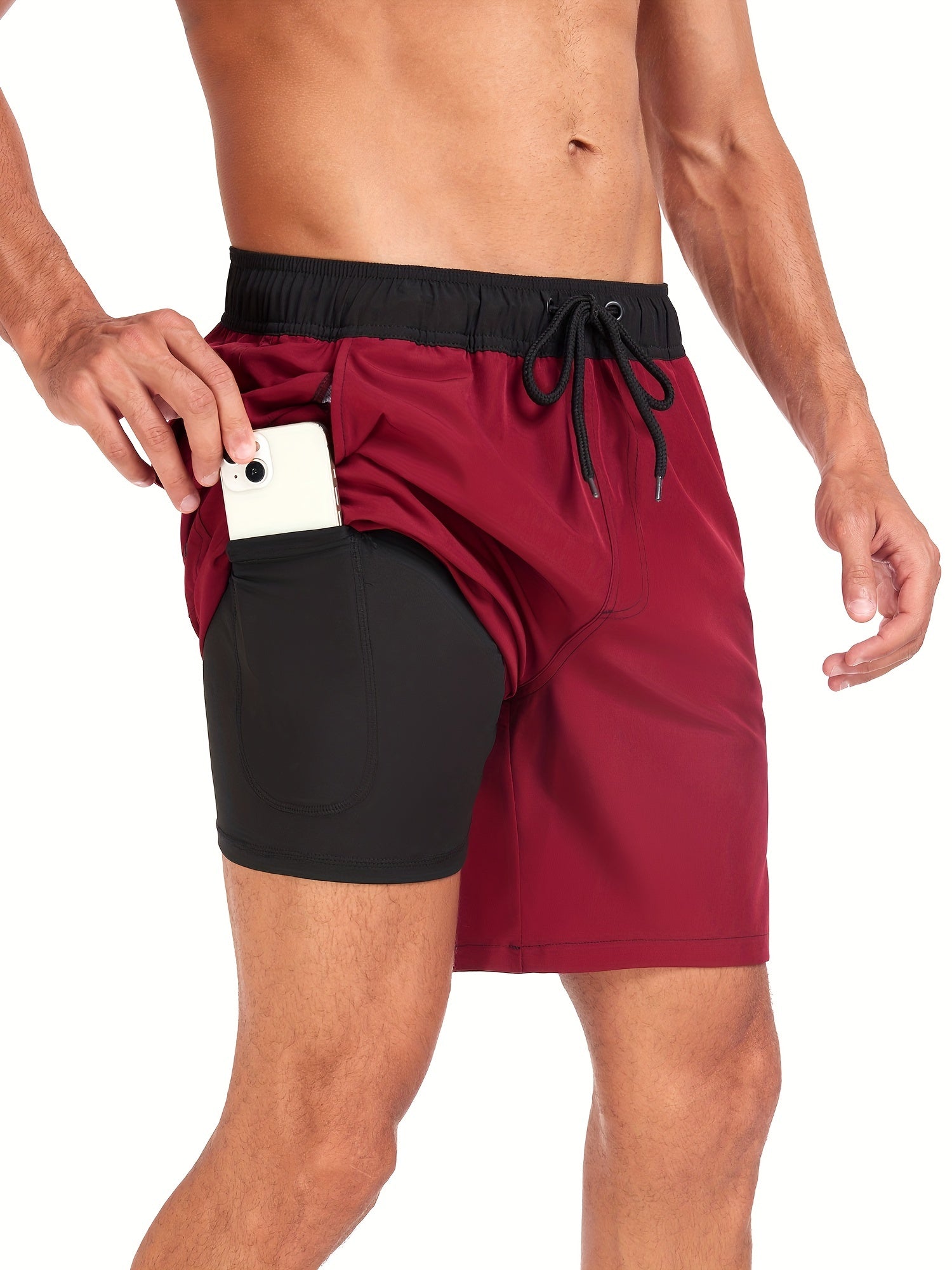 Men's Quick-Dry Swim Trunks with Phone Pocket | Stretch Board Shorts for Beach & Pool | Athletic Leisure Swimwear | Thomler