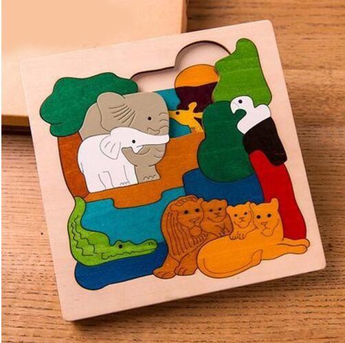 Multi-Layer Animal Puzzle for Toddlers – Wooden Montessori Toy for Fine Motor Skills & Shape Learning | Thomler