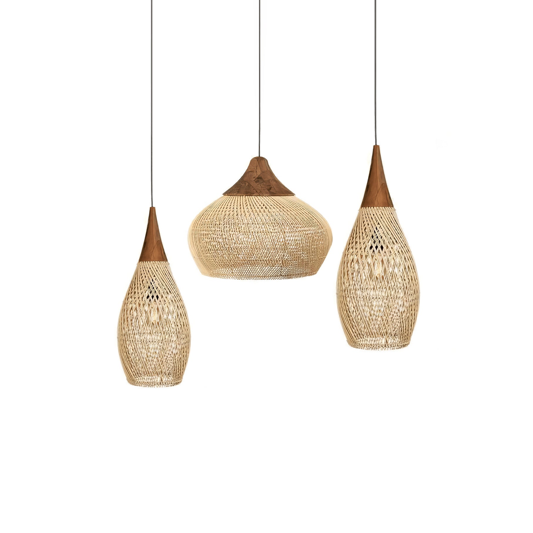 Pendant Light Rattan Braided 23.6 in Adjustable Dining Room Kitchen Island Hanging Ceiling Lamp Natural Woven Lighting Fixture | Thomler