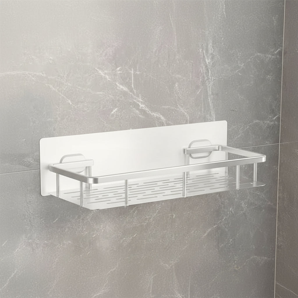 Bathroom Shelf ABS Plastic Stainless Steel 30.5 cm Self Adhesive Shower Storage Corner Organiser Wall Mounted Rack | Thomler