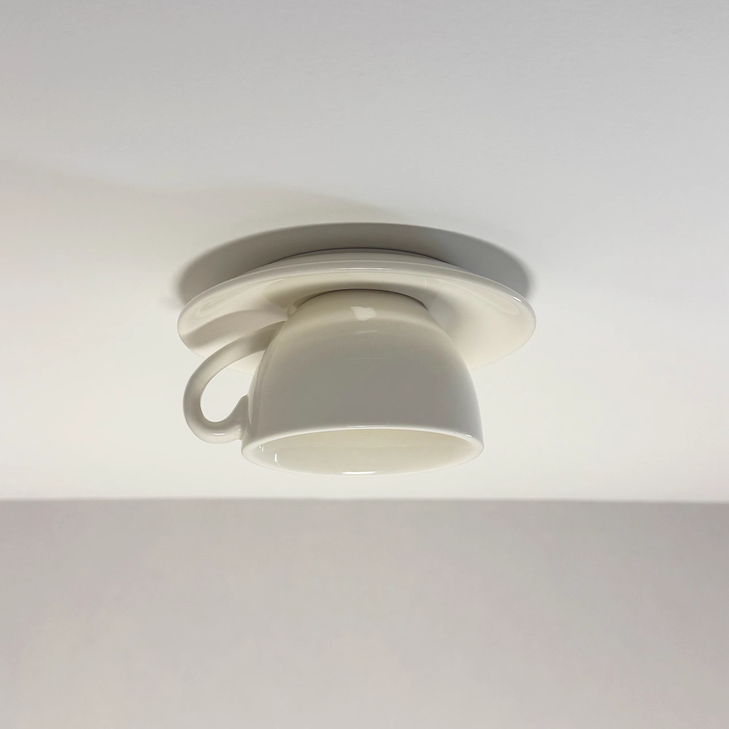 Ceiling Light Ceramic Coffee Cup Shape Indoor Bedroom Living Room Decorative Flush Mount LED Fixture | Thomler