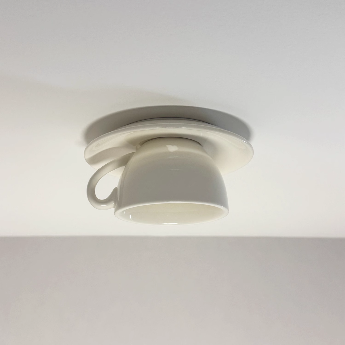 Ceramic Coffee Cup Ceiling Light Fixture – Flush Mount in Yellow, Blue, Pink & More Colors for Bedroom, Dining Room, Living Room | Thomler