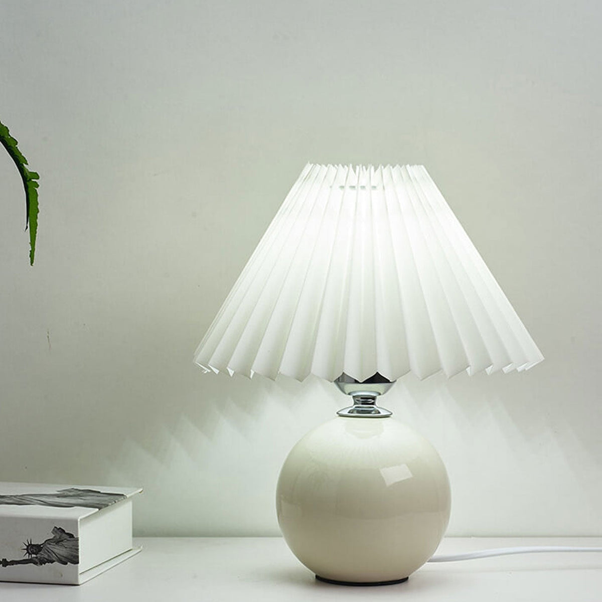 Ceramic Table Lamp with Fabric Shade – Modern Accent Lighting for Bedroom, Living Room & Home Office | Thomler