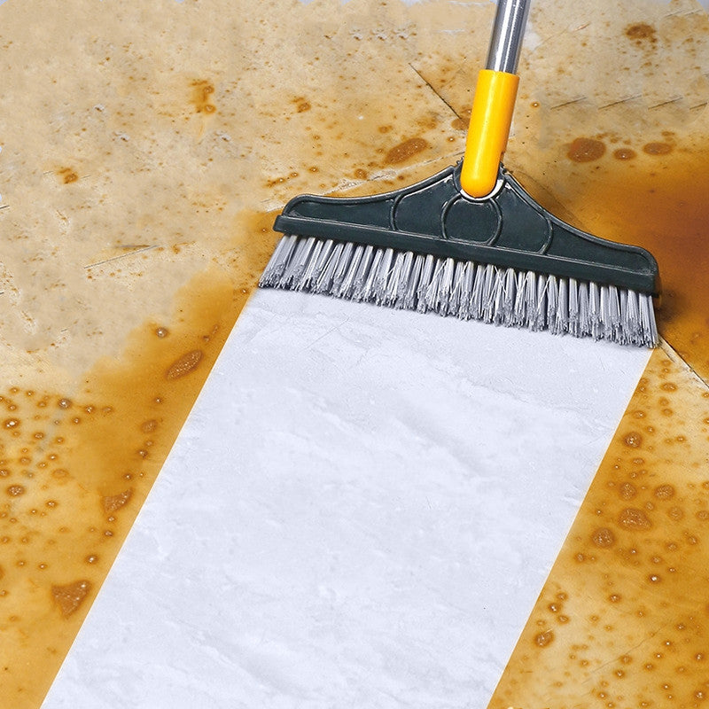 Rotating Head Bathroom Floor Scrubber with Squeegee for Tiles, Tubs & Grout – Long Handle Cleaning Tool for Corners & Tight Spaces | Thomler