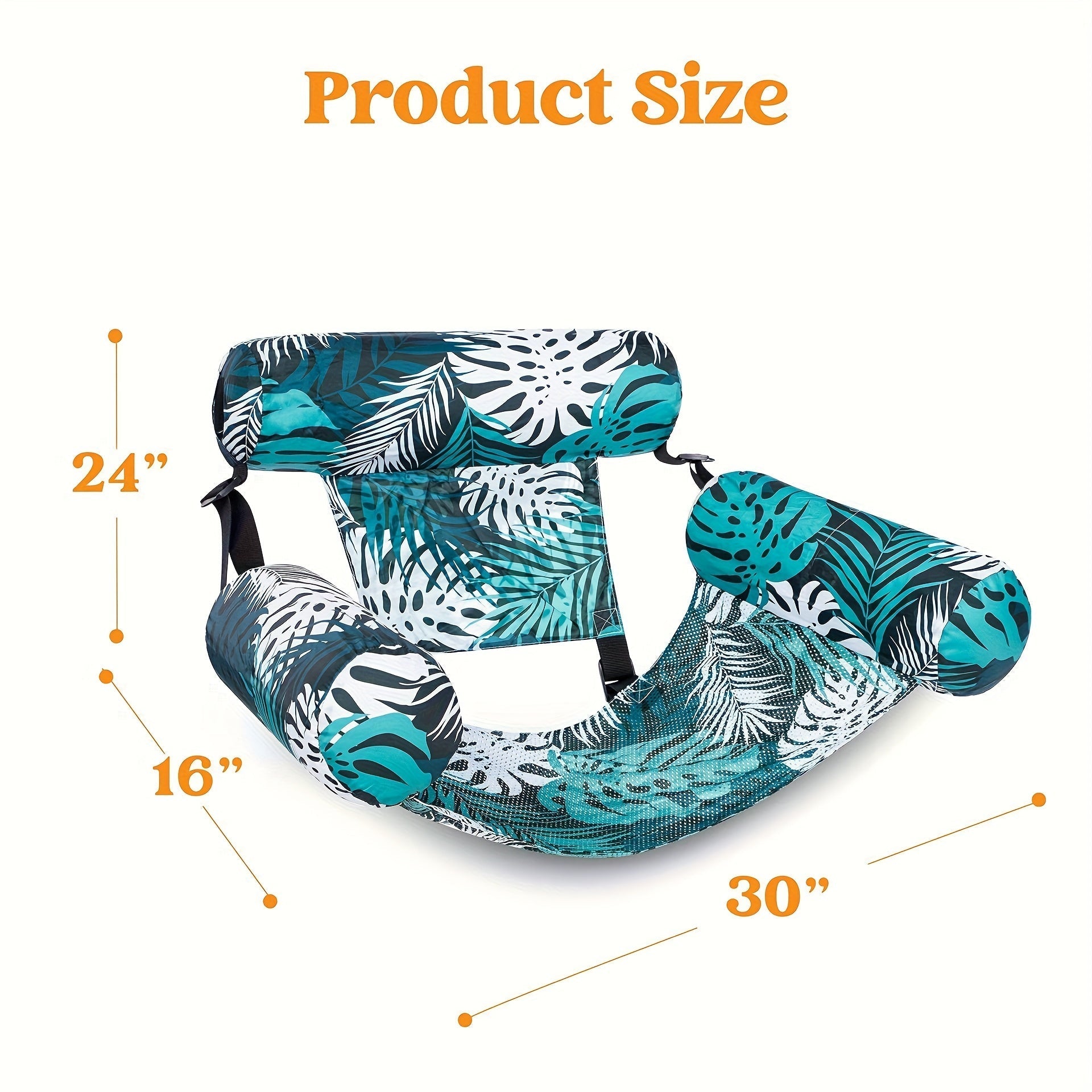 Inflatable Swimming Hammock Float for Adults – Mesh Pool Lounger with Tropical Leaf Print for Lakes, Beaches & Backyard Pools | Thomler