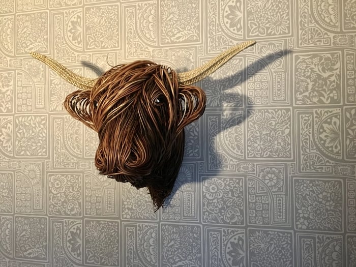 Wall Sculpture Reed Willow 63.0 cm Highland Bull Living Room Rustic Farmhouse Wall Decor | Thomler