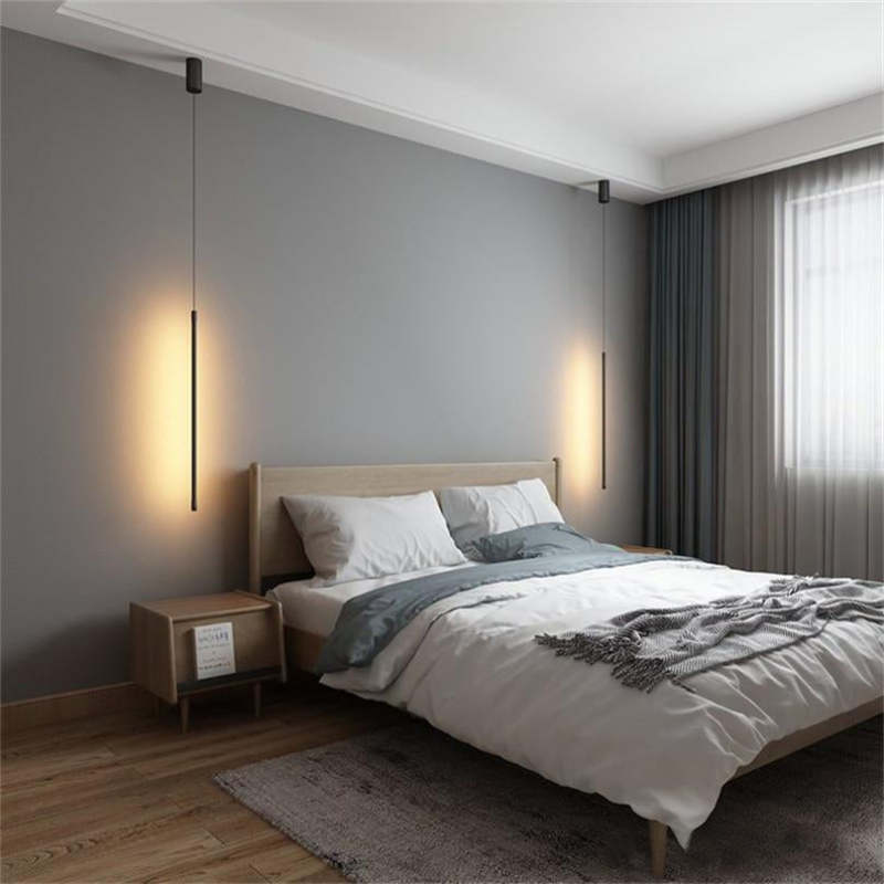 Contemporary Linear LED Ceiling Fixture with Acrylic Diffuser – Modern Hanging Light for Bedroom, Dining Room & Office | Adjustable Cable | Thomler