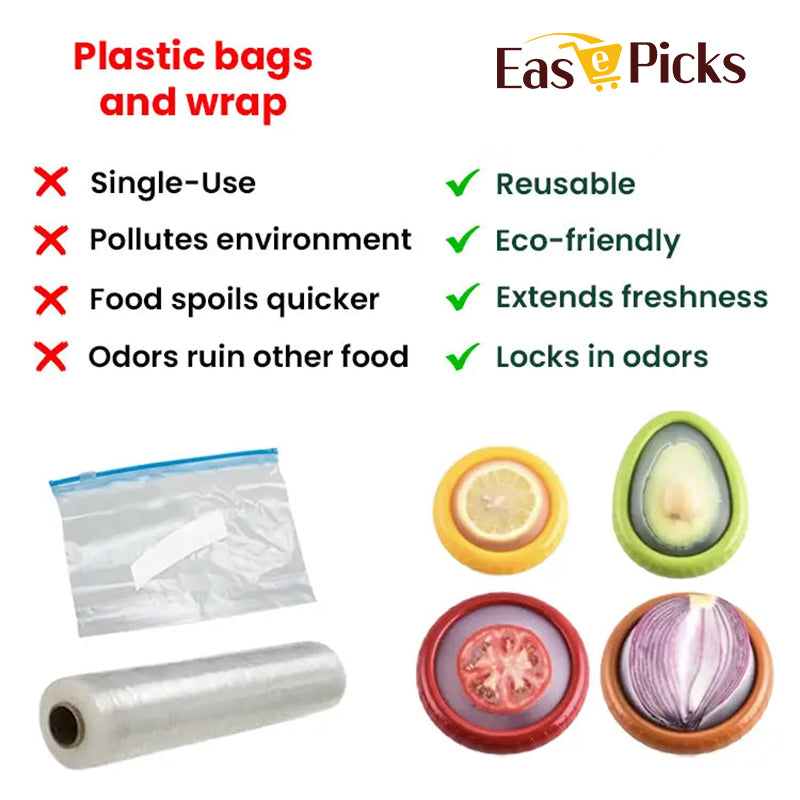 Stretch-Seal Half-Fruit Storage Containers with Snap-On Lids, Set of 4 Nesting Bins for Avocado Lemon Onion Tomato, BPA-Free Fresh Keeper | Thomler