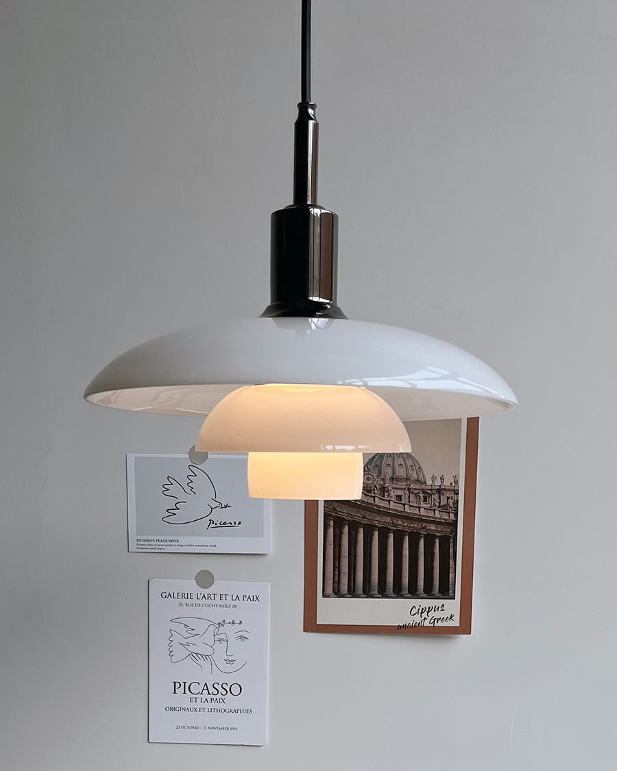 Pendant Light Glass 28.0 cm White Dining Room Scandinavian Hanging Ceiling Lamp Adjustable Cord E27 Soft Ambient Lighting | Thomler