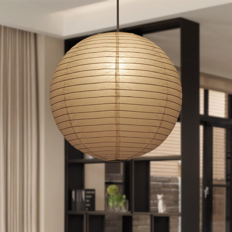 Japanese Paper Lantern Pendant Light White Round Ceiling Fixture for Dining Room Bedroom Kitchen Island Hanging Lamp E26 Base Modern Asian | Thomler
