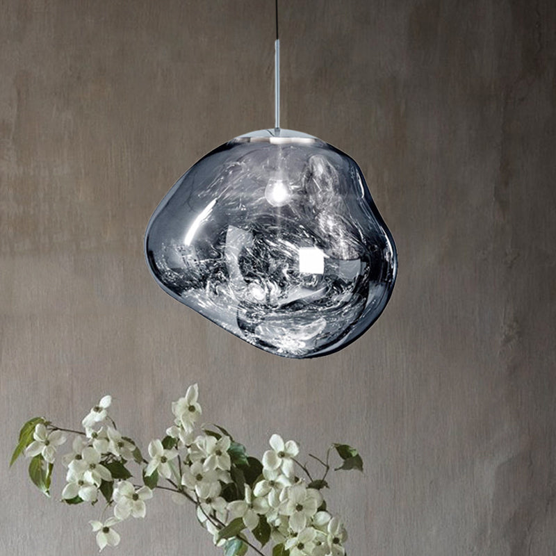 Glass Pendant Light Fixture for Dining Room & Kitchen – Modern Metal Hanging Lamp in Gold, Silver & Red – E26 Socket for LED & | Thomler