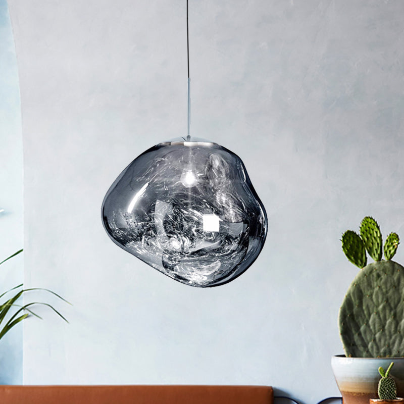 Glass Pendant Light Fixture for Dining Room & Kitchen – Modern Metal Hanging Lamp in Gold, Silver & Red – E26 Socket for LED & | Thomler
