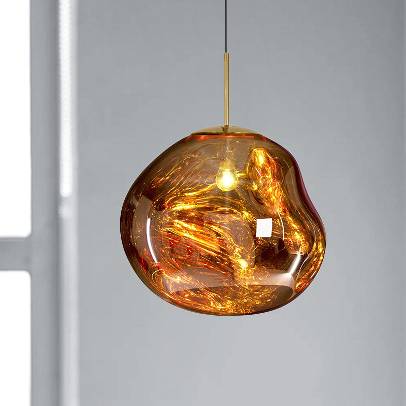 Glass Pendant Light Fixture for Dining Room & Kitchen – Modern Metal Hanging Lamp in Gold, Silver & Red – E26 Socket for LED & | Thomler