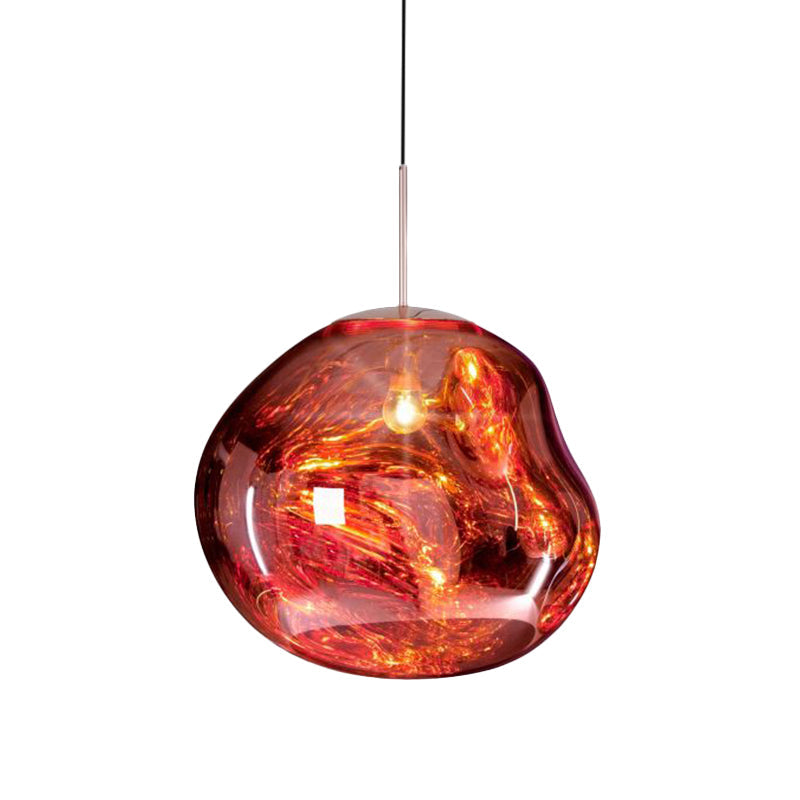 Glass Pendant Light Fixture for Dining Room & Kitchen – Modern Metal Hanging Lamp in Gold, Silver & Red – E26 Socket for LED & | Thomler