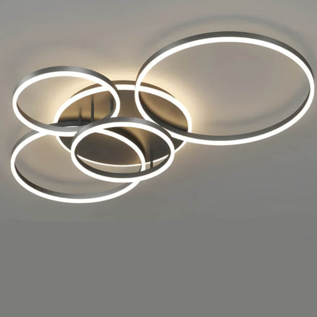 Ceiling Light Aluminium LED 98.0 cm Black Living Room Ring Flush Mount Modern Bedroom Lighting Fixture | Thomler