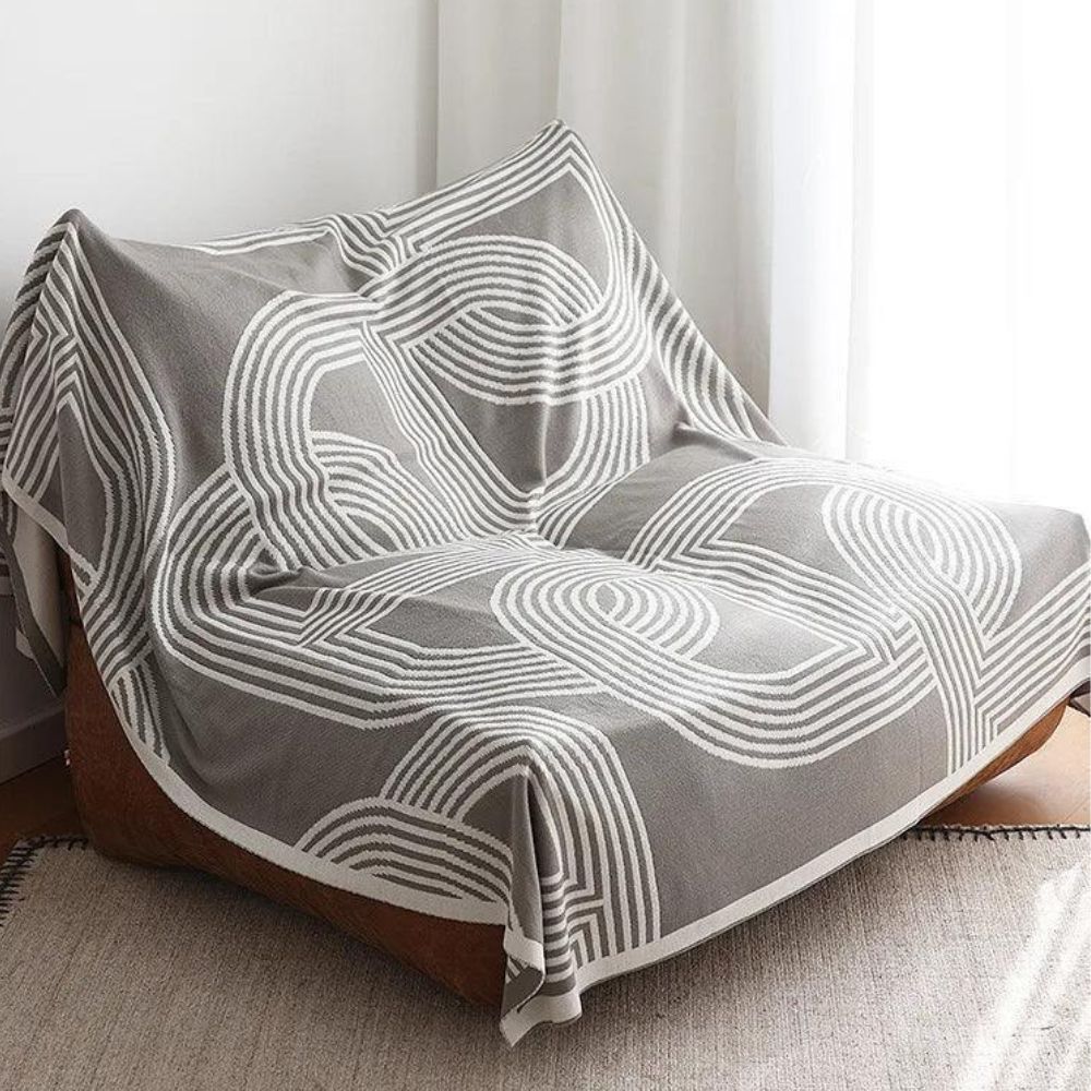 Reversible Geometric Knit Throw Blanket – Lightweight Microfiber for Couch, Bed & Decor | Thomler