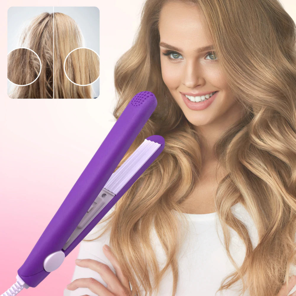 Compact Ceramic Hair Straightener & Curler 2-in-1 | 30-Second Heat-Up | Travel-Size Styling Iron with Tourmaline Plates for Smooth Curls | Thomler