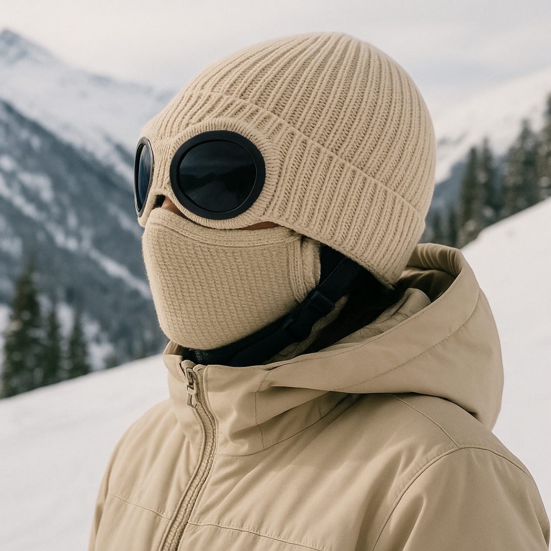 Knit Beanie with Flip-Down Goggles – Windproof Winter Hat for Outdoor Activities | Thomler