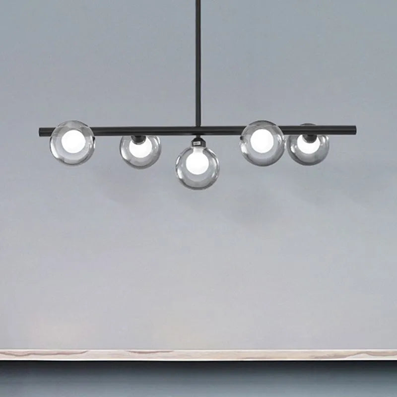 Kitchen Island Overhead Fixture with Textured Glass Globes 5 or 6 Heads Hanging for Dining Room | Thomler
