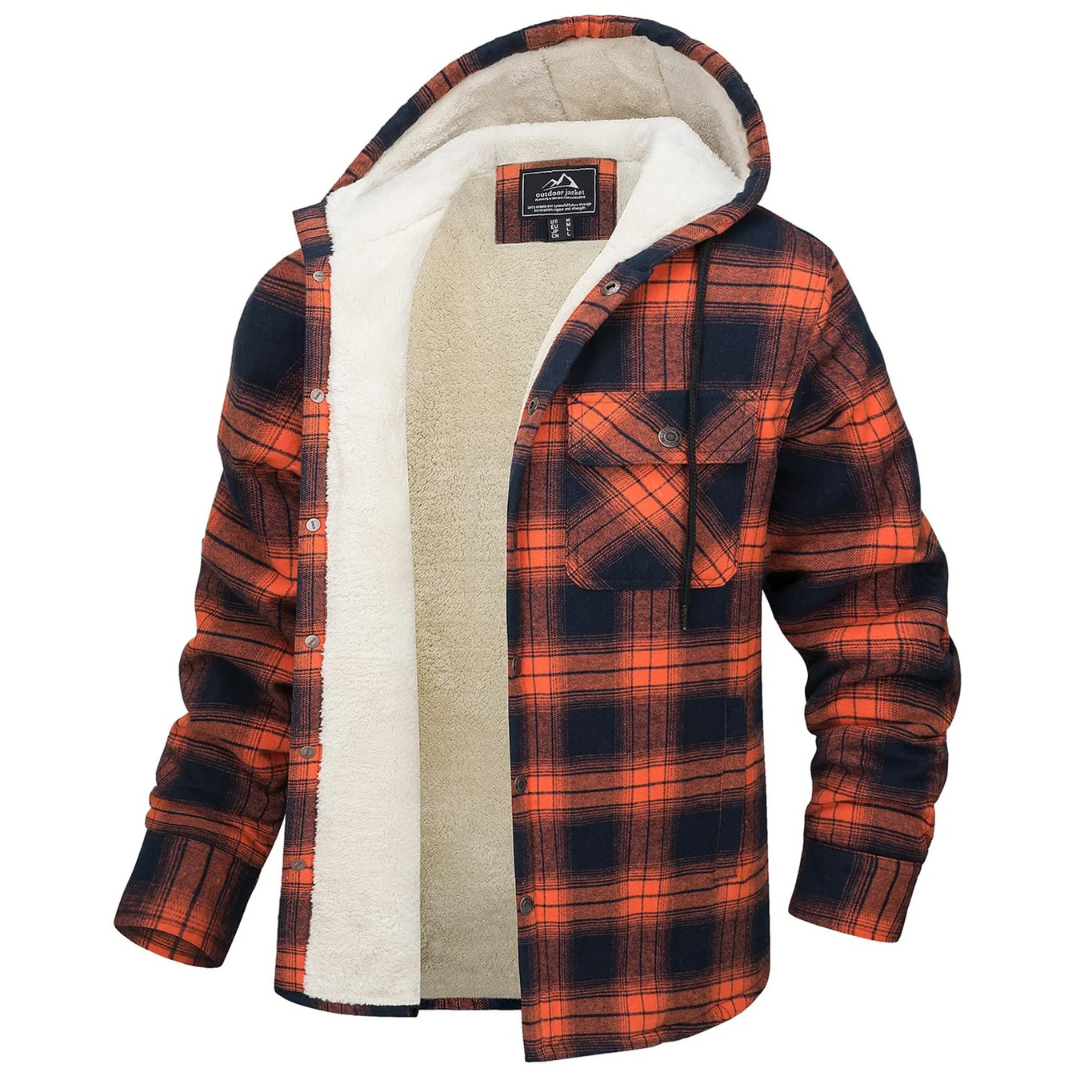 Hooded Flannel Shirt Jacket with Quilted Lining for Men – Thermal Button-Up Shacket for Fall & Winter | Thomler