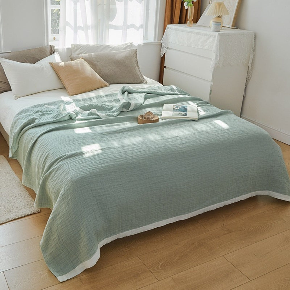 6-Layer Muslin Cotton Blanket Breathable Soft Throw Full Queen King Size for Bed Couch All-Season Lightweight Bedspread Adults Kids | Thomler