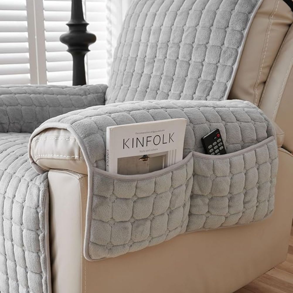 Quilted Recliner Slipcover with Storage Pocket – Microfiber Furniture Protector for Living Room, Family Room & Den – Anti-Slip Chair Cover | Thomler
