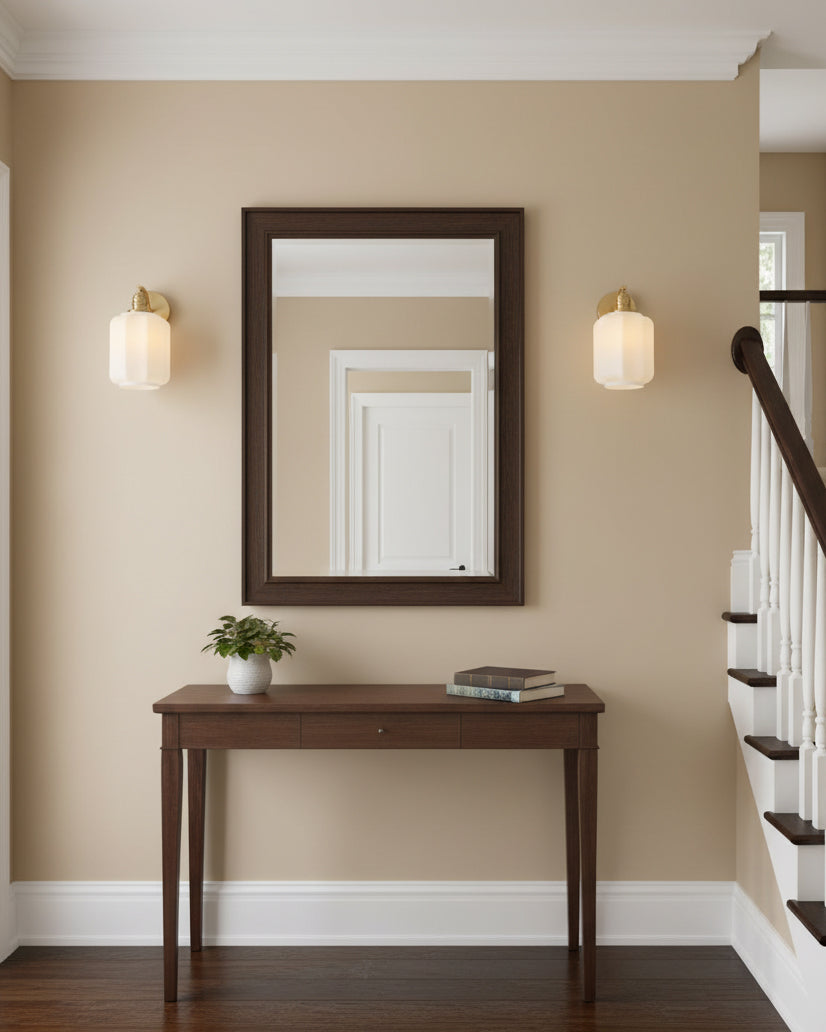 Wall Lamp Brass 9.8 in White Glass Indoor Bedroom Living Room Accent Light | Thomler