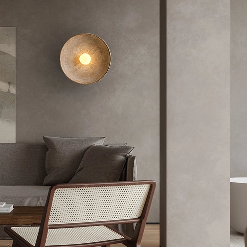 Wall Lamp Resin Glass 19.7 in Round White Bedroom Living Room Ambient Lighting Scandinavian Minimalist Sconce | Thomler