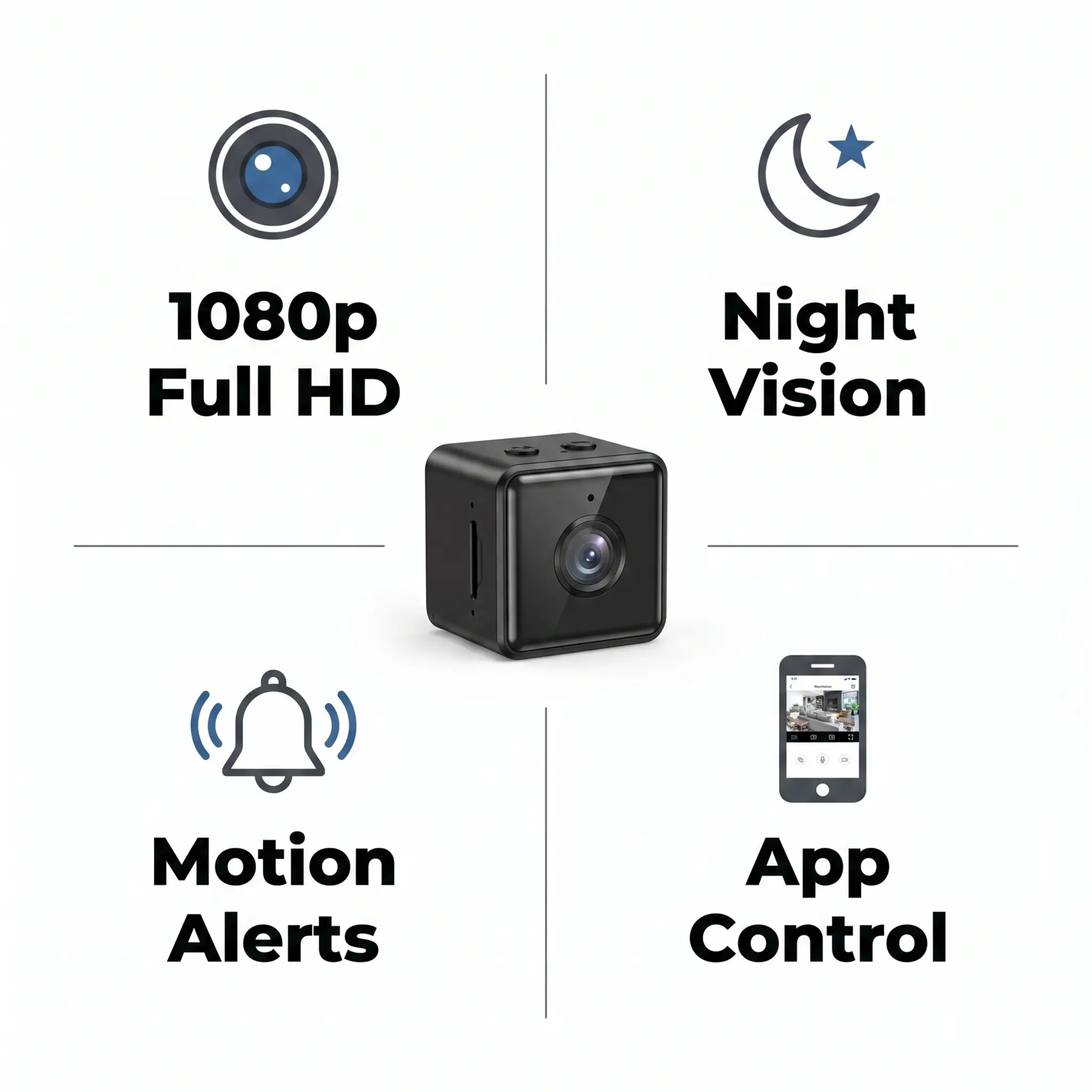 Compact HD Security Camera WiFi Enabled Weather-Resistant 1080p Live View Motion Detection Night Vision for Home Office Garage Porch | Thomler