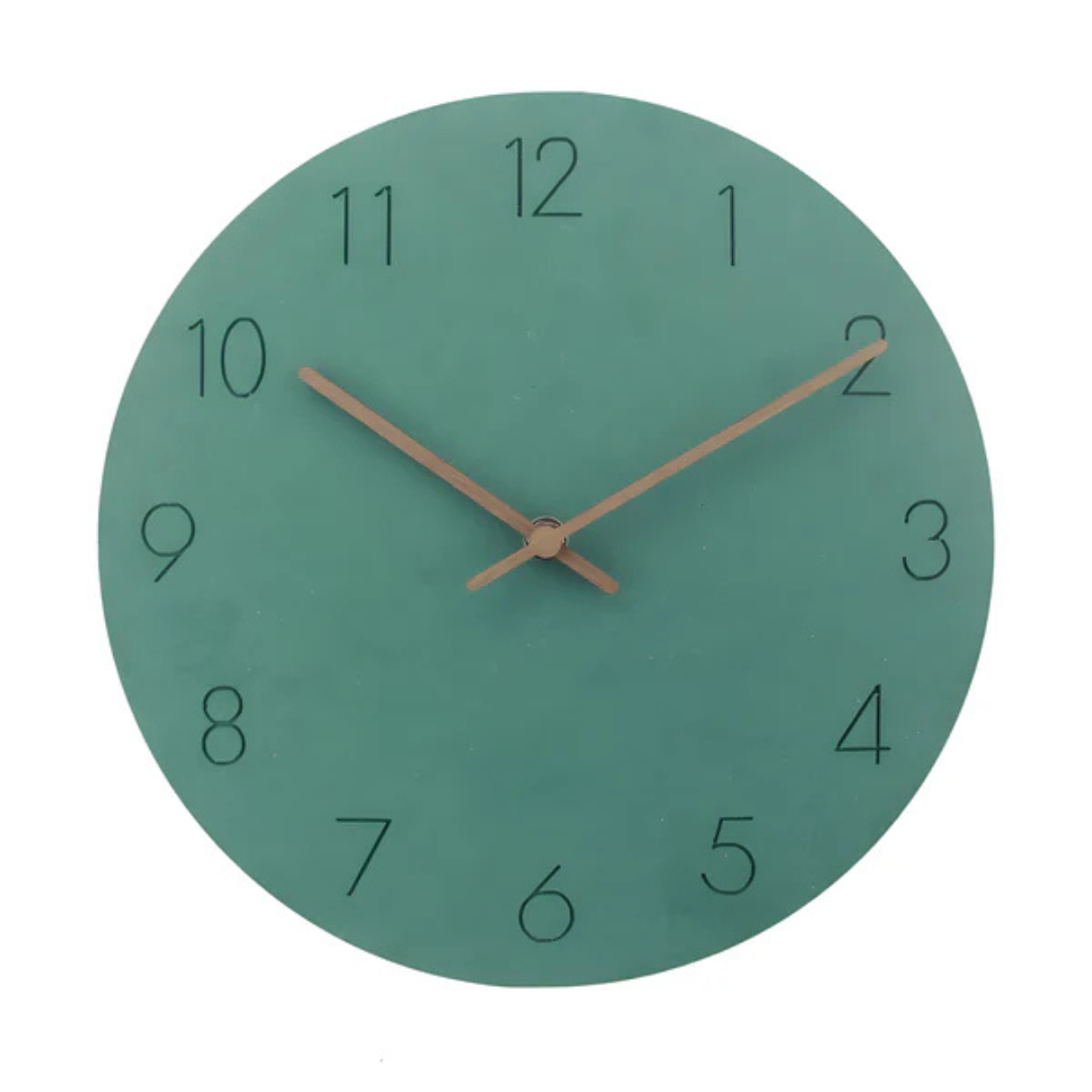 Wooden Wall Clock Silent Quartz Movement No Ticking 11.5 Inch Round Modern Home Office Bedroom Living Room Kitchen Décor Minimalist | Thomler